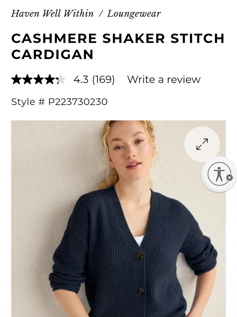 Talbots Cashmere Shaker Cardigan NWT